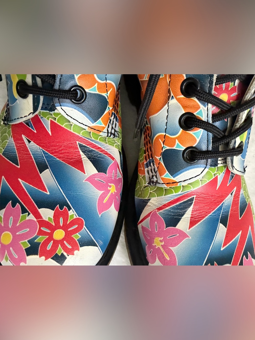 Dr. Martens 1460W Psych Tattoo Leather Strap Pascal‎ Combat Boots Women’s Size 9 - Picture 8 of 15
